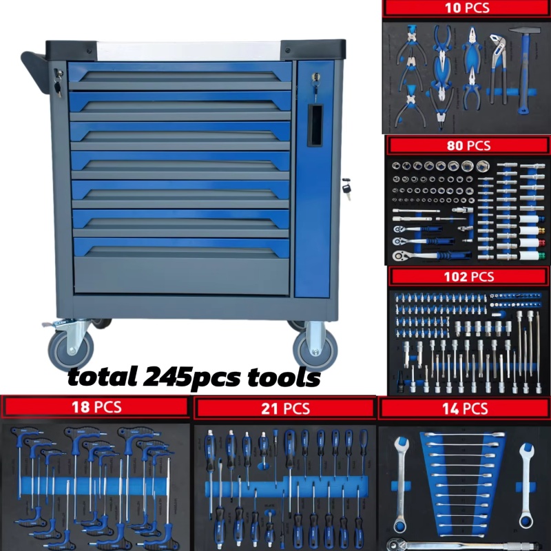 Workshop Tools Cabinet - Carrello Portautensili da Officina in Acciaio